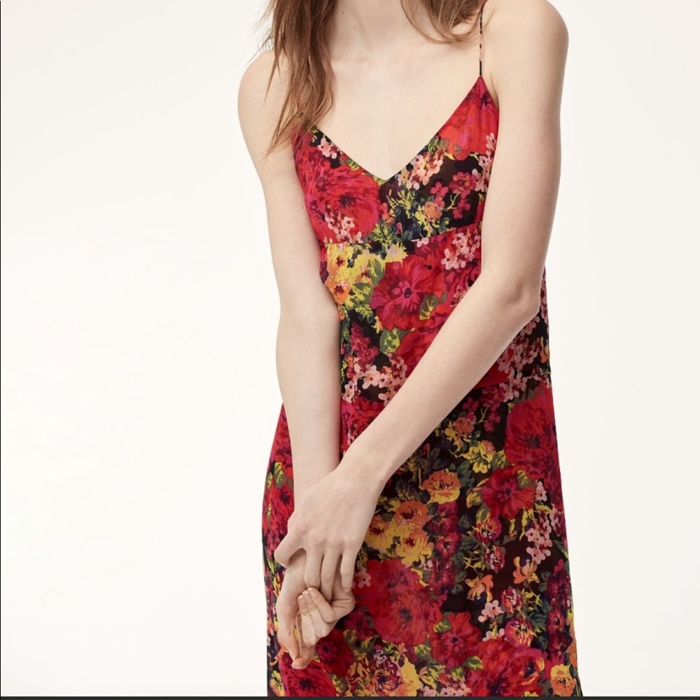 Aritzia floral dress (lined) with side slits